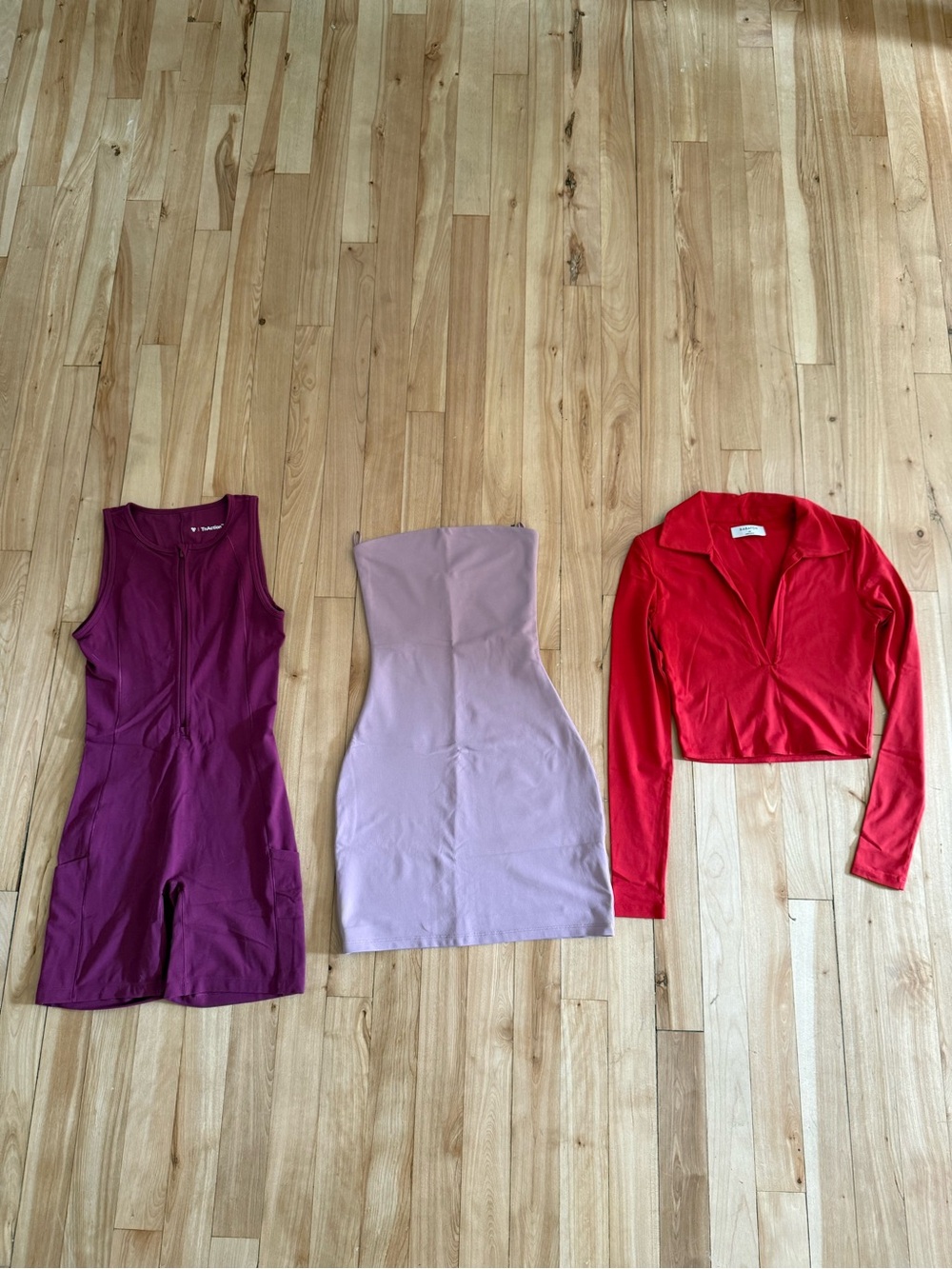 BUNDLE Babaton Red Cropped Long-Sleeve Zip Polo Top